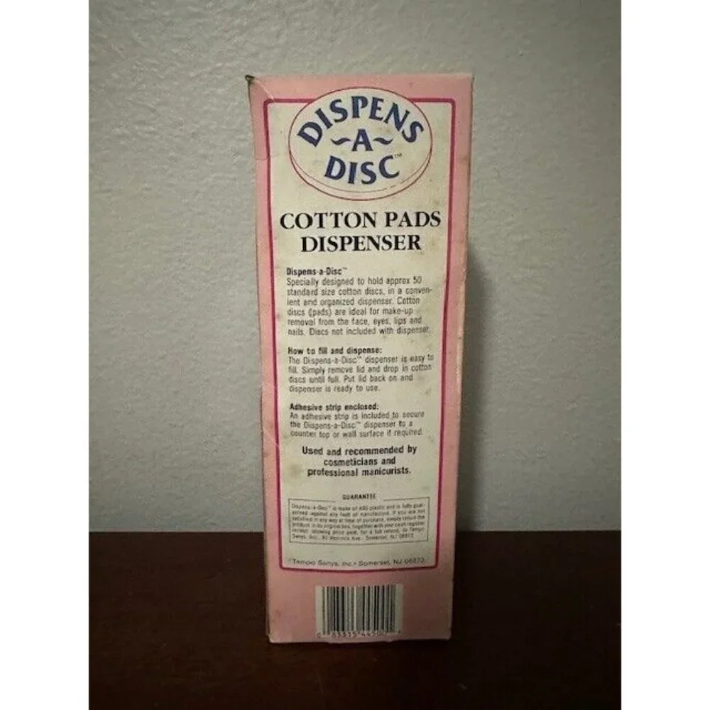 Dispens A Disc Vtg Cotton Rounds Pads Holder Dispenser Lid Makeup Remover NOS
